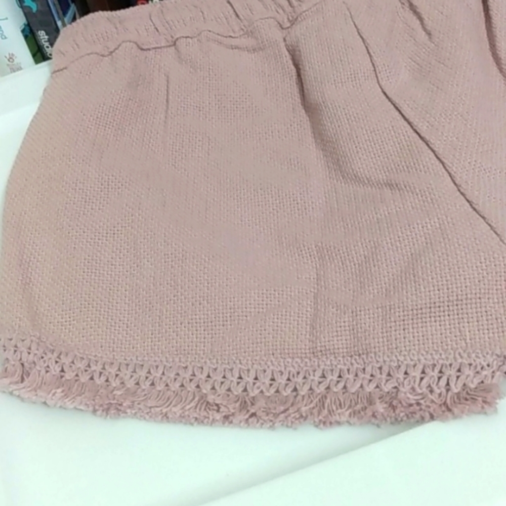 BANJARA ANTHROPOLOGIE  ROSE GOLD TASSELED EDGE DRAWSTRING SHORTS SIZE SMALL NWT - Picture 4 of 6